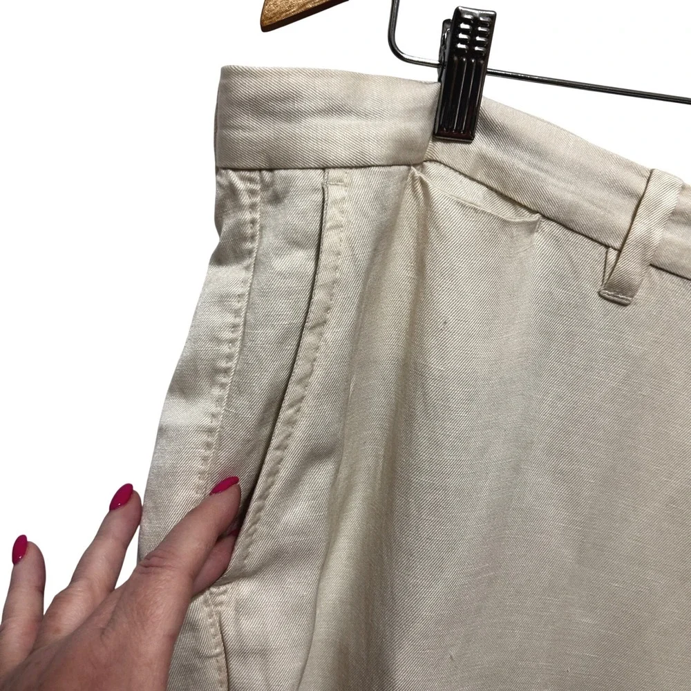 Tommy Bahama Mens Linen Lyocell Pants 38x30‎ Cream Flat Front Coastal Resort